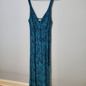 Faded Glory Teal Patterned Maxi Dress